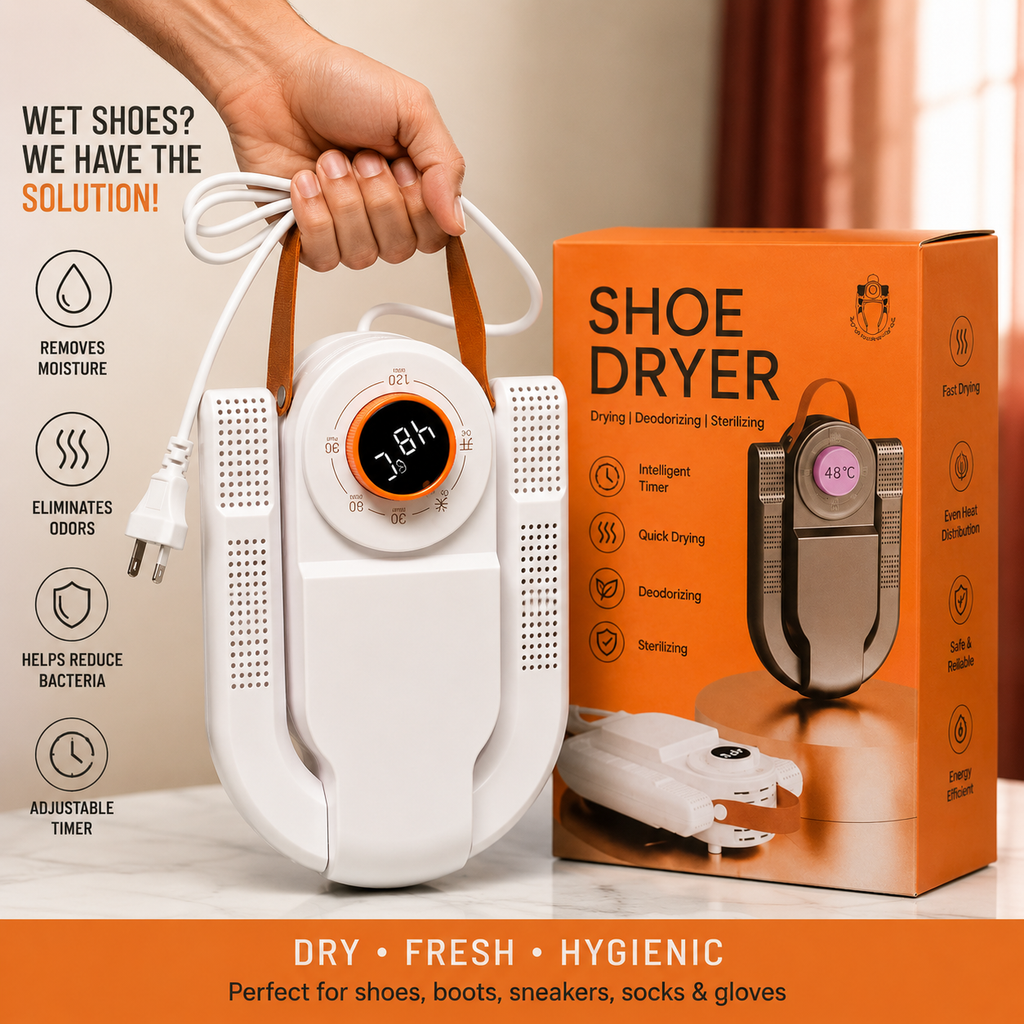 Portable Electric Shoe Dryer & Warmer – Smart Timer, Fast Drying