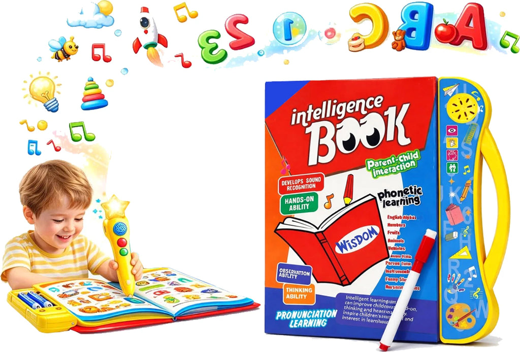 Intelligence Book Sound Book for Children, English Letters & Words Learning Book, Fun Educational Toys. Activities with Numbers, Shapes Learning Book for Toddlers